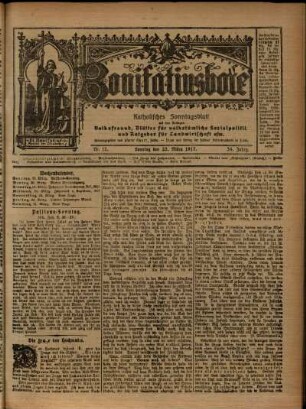 Erste Ausgabe vom Sonntag, den 25. März 1917.