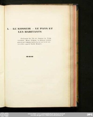 I. — Le Kosseir — Le Pays Et Les Habitants