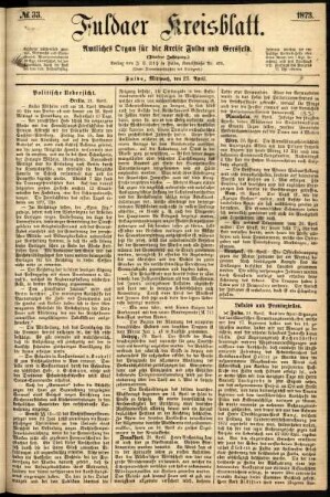 Ausgabe vom Mittwoch, den 23. April 1873.