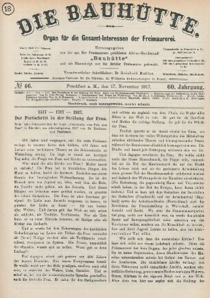 No. 46. Frankfurt a.M., den 17. November 1917. 60. Jahrgang.