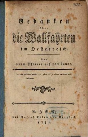 Gedanken über die Wallfahrten im Österreich