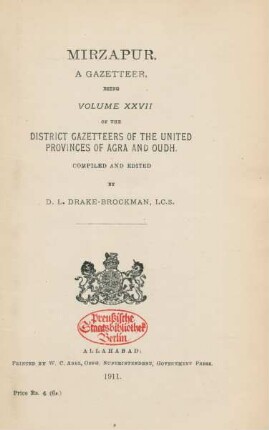 Vol. 27: Mirzapur : a gazetteer