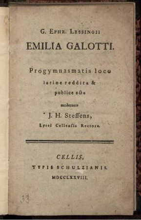 G. Ephr. Lessingii Emilia Galotti