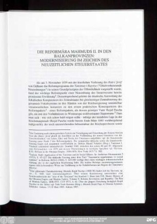 Die Reformära Mahmuds II. In Den Balkanprovinzen: Modernisierung Im Zeichen Des Neuzeitlichen Steuerstaates