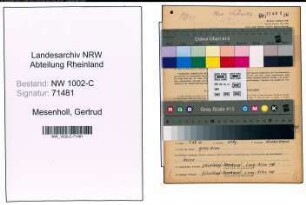 Entnazifizierung Gertrud Mesenholl, geb. 28.01.1916 (Kontoristin)
