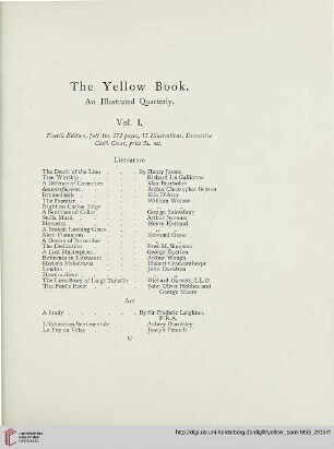 The Yellow Book. An illustrated quarterly