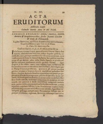 N. III. [...] Calendis Martii, Anno M DC XCIII.