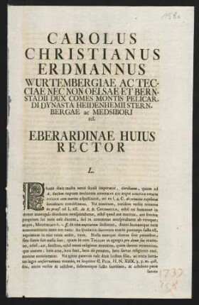 Carolus Christianus Erdmannus Wurtembergiae ac Tecciae