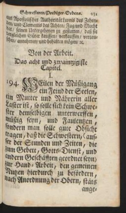 Von der Arbeit. Das acht und zwaintzigiste Capitel.