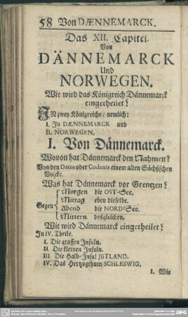 Das XII. Capitel. Von Dännemarck Und Norwegen