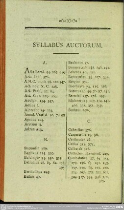 Syllabus Auctorum