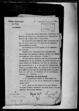 Personal- und andere Angelegenheiten der Polizeitruppe des Bezirks Atakpame. Uniformierung, Schießübungen, Waffen- und Munitionsnachweisung zum 1. Okt. 1913, Einstellungen, Schießleistungen, Löhnung, Ausrüstung
