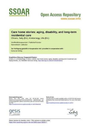 Care home stories: aging, disability, and long-term residential care