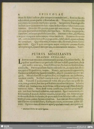 IV. Petrus Mosellanus. Erasmo Stellae