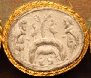 Romulus und Remus in der Höhle des Mars (Daktyliothek, Das Alterthum nach Lippert und Visconti)