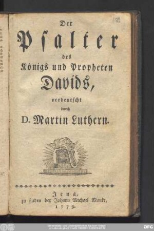 Der Psalter des Königs und Propheten Davids