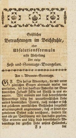 erste Abtheilung über einige Fest- und Sonntags-Evangelien