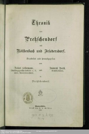 Chronik von Pretzschendorf mit Röthenbach und Friedersdorf