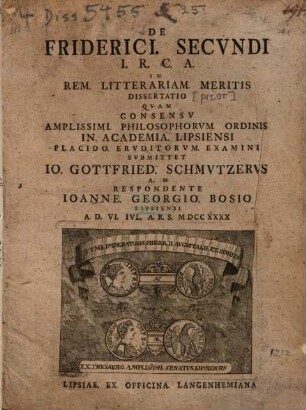 De Friderici II. J. R. C. A. in rem litterariam meritis diss. prior