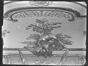 Potsdam, Neues Palais, Oberes Fürstenquatier, Oberes Konzertzimmer, Detail: Decke über dem Spiegel der Ostwand.