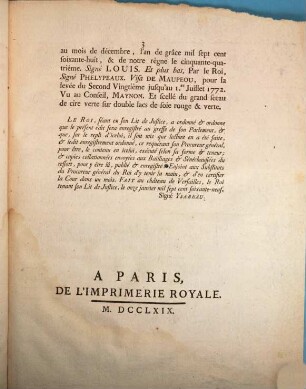 Édit Du Roi, Qui ordonne la levée & perception du Second Vingtième, à compter du 1.er janvier 1770, jusqu'au 1.er juillet 1772. : Donné à Versailles au mois de Décembre 1768.