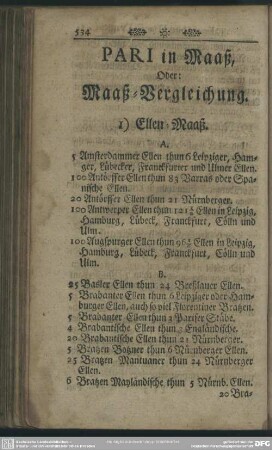 Pari in Maaß, Oder: Maaß-Vergleichung