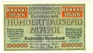 Geldschein, 100.000 Mark, 15.6.1923