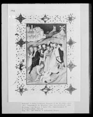 Ms 11060-61, Stundenbuch des Duc de Berry, fol. 164: Gefangennahme Christi, Judaskuss