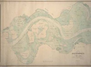 Elbstromkarte vom Regierungsbezirk Merseburg von Sachau bis Wartenburg, ca. 1:5 000, Federzeichnung, 1846 : Elbstromkarte vom Regierungs Bezirk Merseburg von Sachau bis Wartenburg : Section V, nach älteren Plänen angefertigt, berichtigt und zum Theil neu vermessen / durch Wankel, Regierungs Geom. ; gez. von Hauptmann R. G.. - [Ca. 1:5 000]. - [S.l.] , 1846. - 1 Kt. : kol. Federzeichnung ; 276 x 111 cm