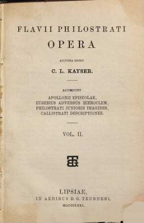 Flavii Philostrati Opera : Accedunt Apollonii Epistolae, Eusebius Adversus Hieroclem, Philostrati Junioris Imagines, Callistrati Descriptiones, 2