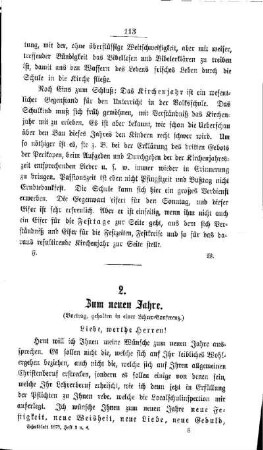 Zum neuen Jahre : (Vortrag, gehalten in einer Lehrer-Conferenz)