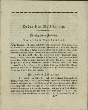 Ordentliche Vorlesungen