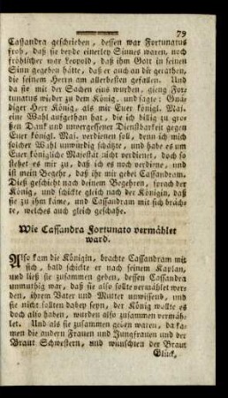 Wie Cassandra Fortunato vermählet ward.