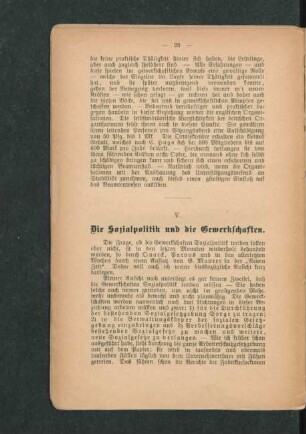 V. Die Sozialpolitik und die Gewerkschaften