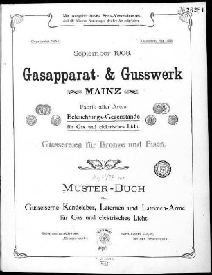 Muster-Buch über gusseiserne Kandelaber, Laternen und Laternen-Arme für Gas und elektrisches Licht