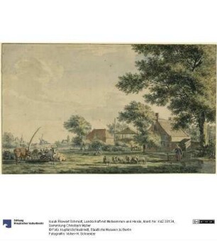Landschaft mit Melkerinnen und Herde