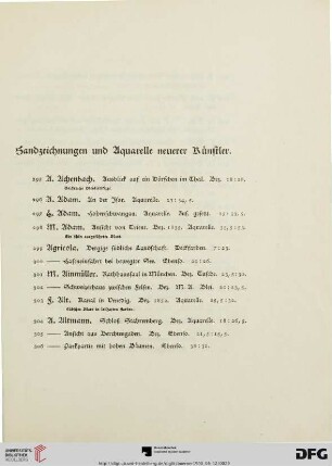 Handzeichnungen und Aquarelle neuerer Künstler (Nr. 295-705)