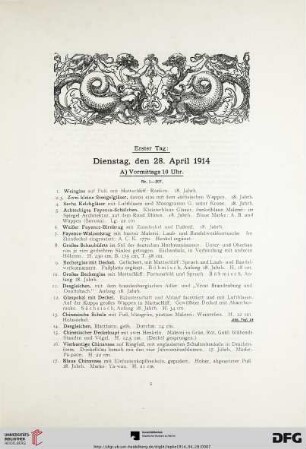 Erster Tag: Dienstag, den 28. April 1914 (Nr. 1-432)