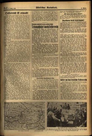 Zweite Ausgabe vom Montag, den 14. März 1938.