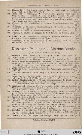 Klassische Philologie, Altertumskunde (Nr. 672-726)