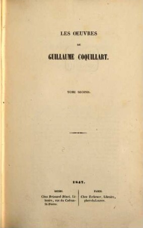 Oeuvres de Guillaume Coquillart. 2
