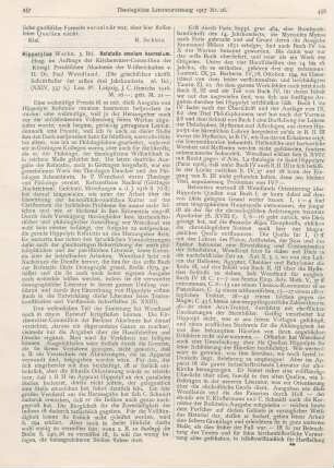 457-459 [Rezension] Wendland, Paul (Hrsg.), Hippolytus Werke 3. Bd.: Refutatio omnium haeresium