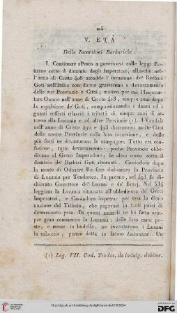 V: L'età dellle incurioni barbariche