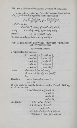 On a relation between certain products of differences.