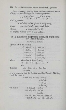On a relation between certain products of differences.