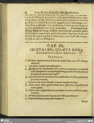 Cap. III. In Quas Res, Quaeve Bona Executio Fieri Debeat