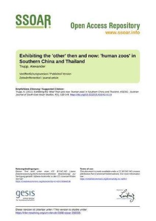 Exhibiting the 'other' then and now: 'human zoos' in Southern China and Thailand