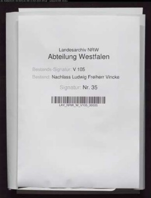 Briefe der ersten Gattin Eleonore Vincke geb. von Syberg (insgsamt 697 Briefe 1809-1826)