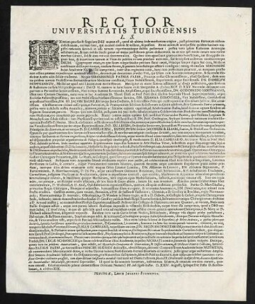 Rector Universitatis Tubingensis L. S.