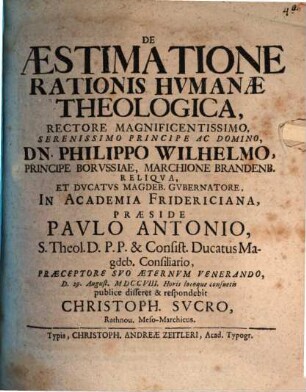 De Aestimatione Rationis Hvmanae Theologica